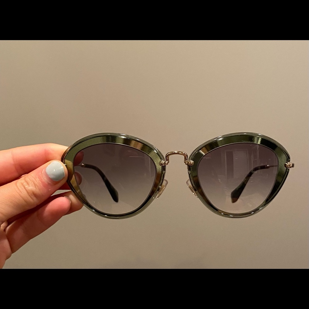 Miu Miu green/grayish cat shaped sun glasses